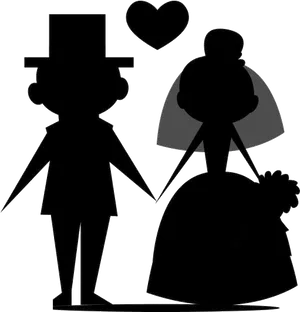 Wedding Couple Silhouette PNG Image