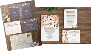 Wedding Invitation Suite Display PNG Image