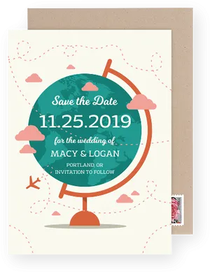 Wedding Save The Date Globe Design PNG Image