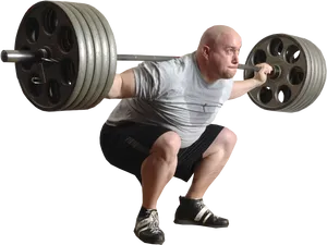 Weightlifter Performing Back Squat PNG Image