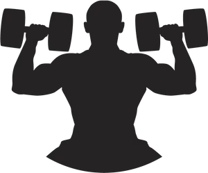 Weightlifter Silhouette Dumbbell Press PNG Image