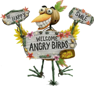 Welcome Angry Birds Signage Artwork PNG Image