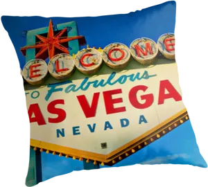 Welcometo Las Vegas Sign Cushion PNG Image