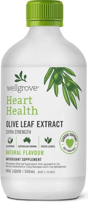 Wellgrove Heart Health Olive Leaf Extract Bottle PNG Image