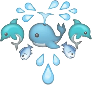 Whaleand Dolphins Emoji Art PNG Image