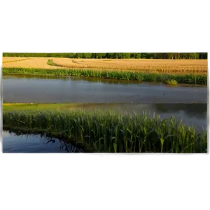 Wheat Field And River Landscape Png Cap PNG Image