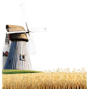 Wheat Field With Windmill Png Kue58 PNG Image