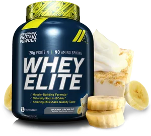 Whey Protein Powder Banana Cream Pie Flavor PNG