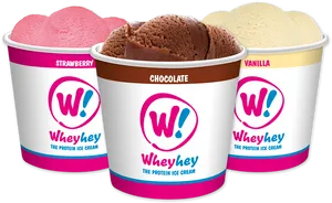 Wheyhey Protein Ice Cream Flavors PNG Image