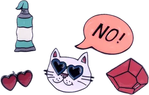 Whimsical Cat Stickers Collection PNG Image