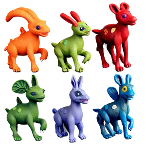 Whimsical Clay Creatures Png Tiw PNG Image