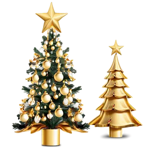 Whimsical Gold Christmas Tree Ideas Png Bvg PNG Image