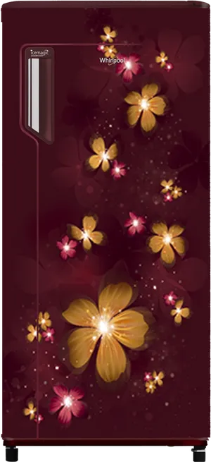 Whirlpool Single Door Floral Design Fridge PNG Image