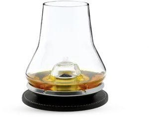 Whiskey Glass With Amber Liquid PNG Image