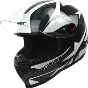 White Black Motorcycle Helmet Side View PNG Image