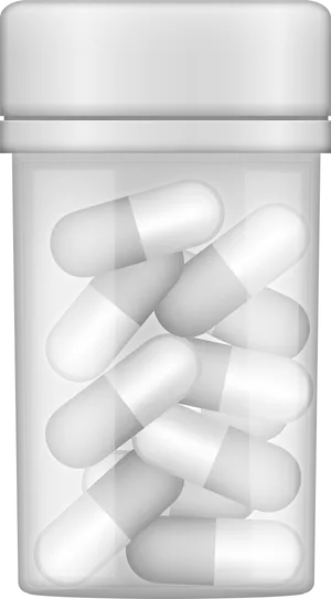 White Capsule Pillsin Bottle PNG Image