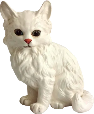 White Ceramic Cat Figurine PNG Image