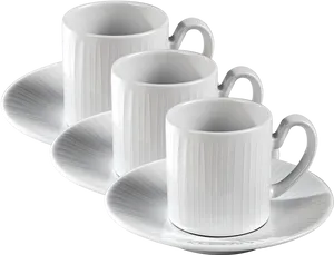 White Ceramic Coffee Cupsand Saucers PNG Image