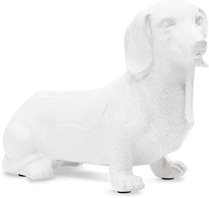 White Ceramic Dachshund Sculpture PNG Image