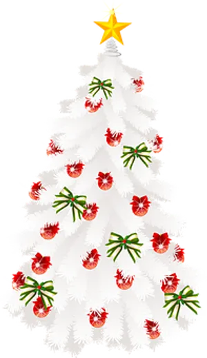 White Christmas Treewith Decorations PNG Image