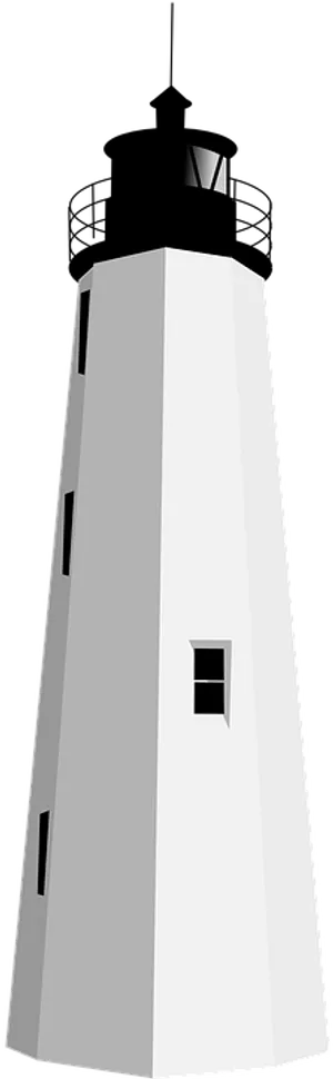 White Coastal Lighthouse Vector PNG Image