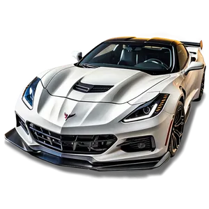 White Corvette C8 Profile View Png Vsn PNG Image