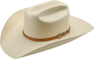 White Cowboy Hatwith Brown Band PNG Image