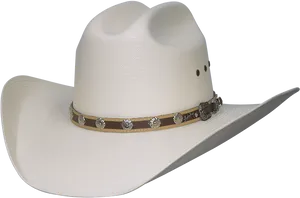 White Cowboy Hatwith Silver Conchos PNG Image