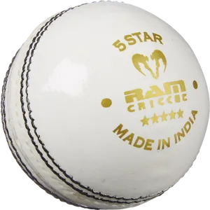 White Cricket Ball5 Star Brand PNG Image