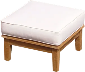 White Cushioned Wooden Stool PNG Image