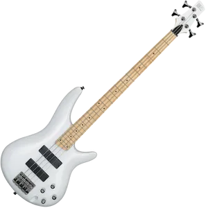 White Electric Bass Guitar PNG Image