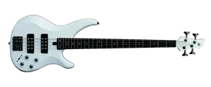 White Electric Bass Guitar Black Background PNG Image