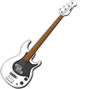 White Electric Bass Guitar PNG Image