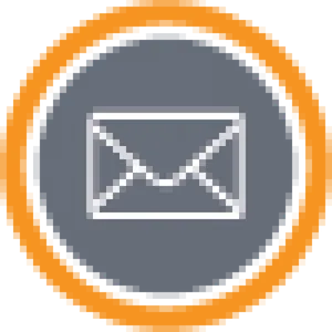 White Email Icon Orange Circle Background PNG Image