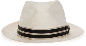 White Fedora Hatwith Black Band PNG Image