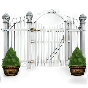 White Fence Gate Design Png Gbk16 PNG Image