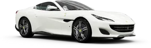 White Ferrari Convertible Side View PNG Image