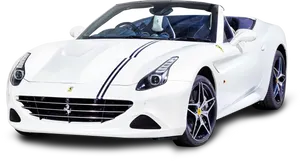 White Ferrari Convertible Sports Car PNG Image