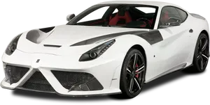 White Ferrari Sports Car Isolated PNG Image