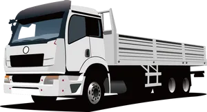 White Flatbed Truck Illustration PNG Image