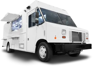 White Food Truck Isolated Background PNG Image