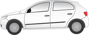 White Hatchback Car Side View Vector PNG Image