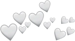 White Heartson Black Background PNG Image