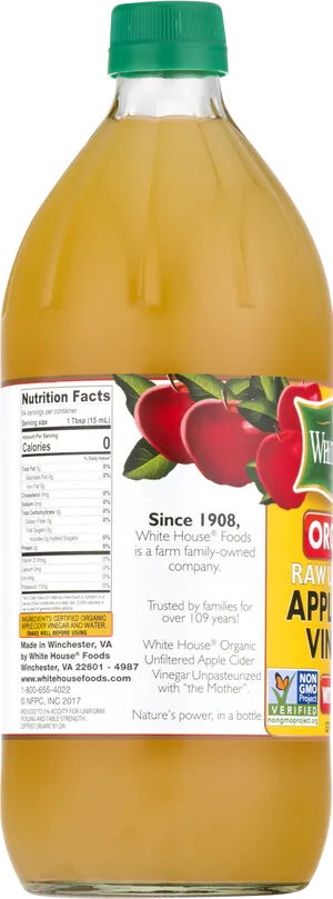 White House Organic Apple Cider Vinegar Bottle PNG