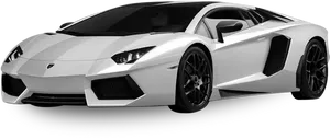 White Lamborghini Aventador Side View PNG Image