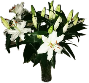 White Lily Bouquet Transparent Background PNG Image