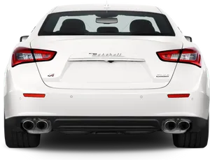 White Maserati Ghibli Rear View PNG Image