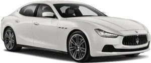 White Maserati Ghibli Side View PNG Image