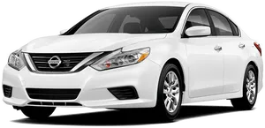 White Nissan Sedan Profile View PNG Image