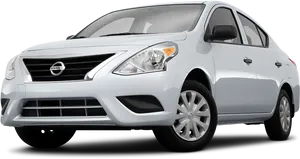 White Nissan Versa Sedan Profile View PNG Image